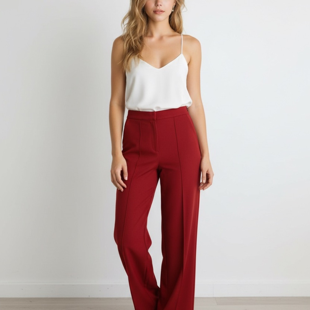 Zara Women's Red Wide Leg Pants